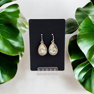 Abalone Shell Silver-Tone Teardrop Dangle Earrings